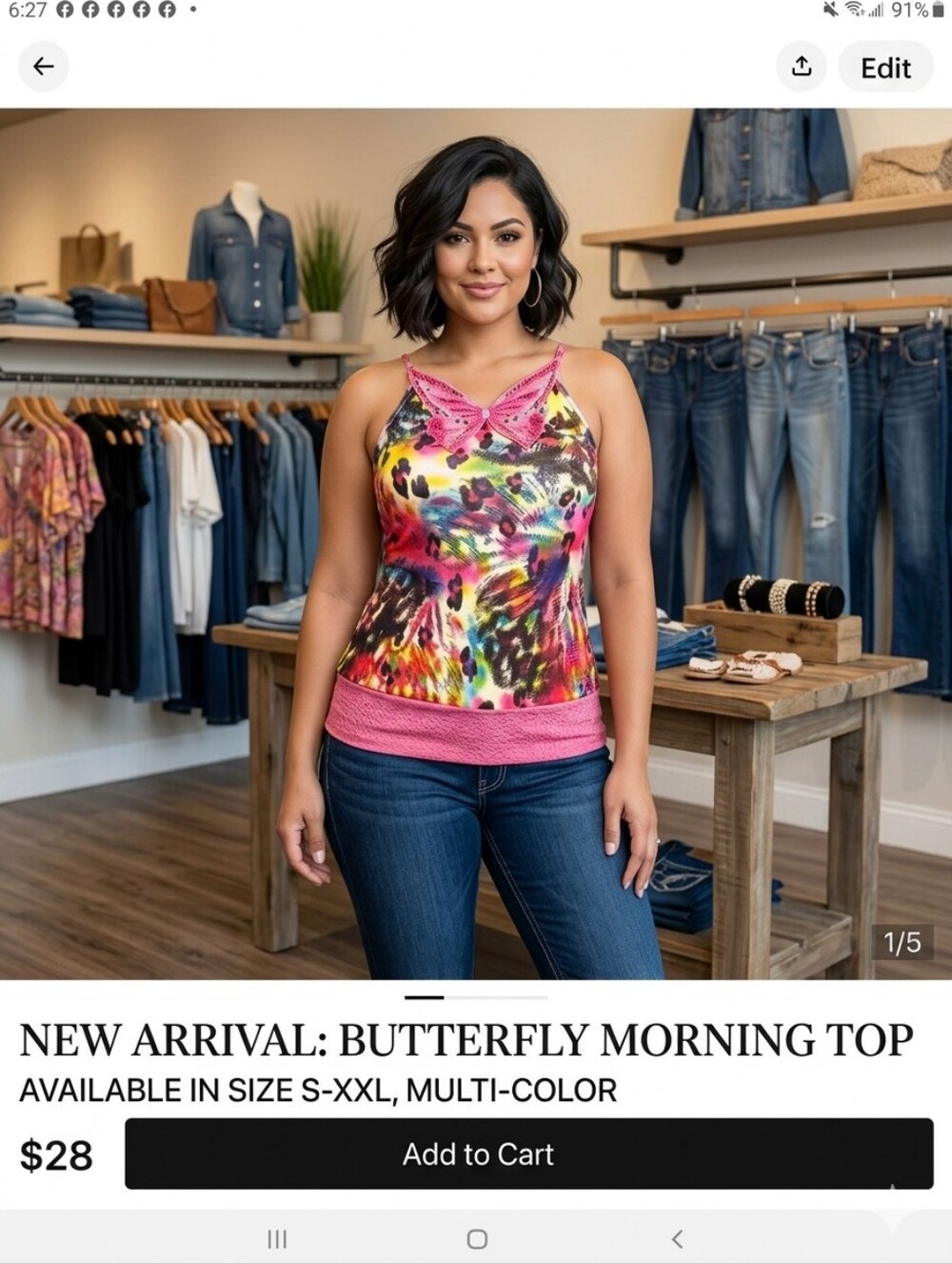 BUTTERFLY MORNING TOP SIZE L
